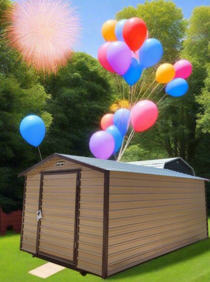 10 x 16 Tan Steel Peak Storage Barn - H204643 - Image 3