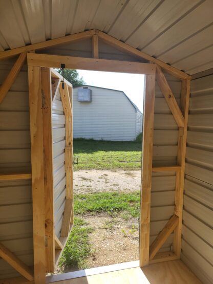 06 x 08 Steel Storage Shed in White Siding and Green Trim - H205118 - Image 5