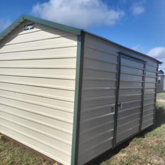 08 x 12 Peak Storage in Tan Steel with Green Trim - H205402