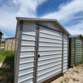 08 x 10 Grey Steel Single Door and Window Shed - H205628