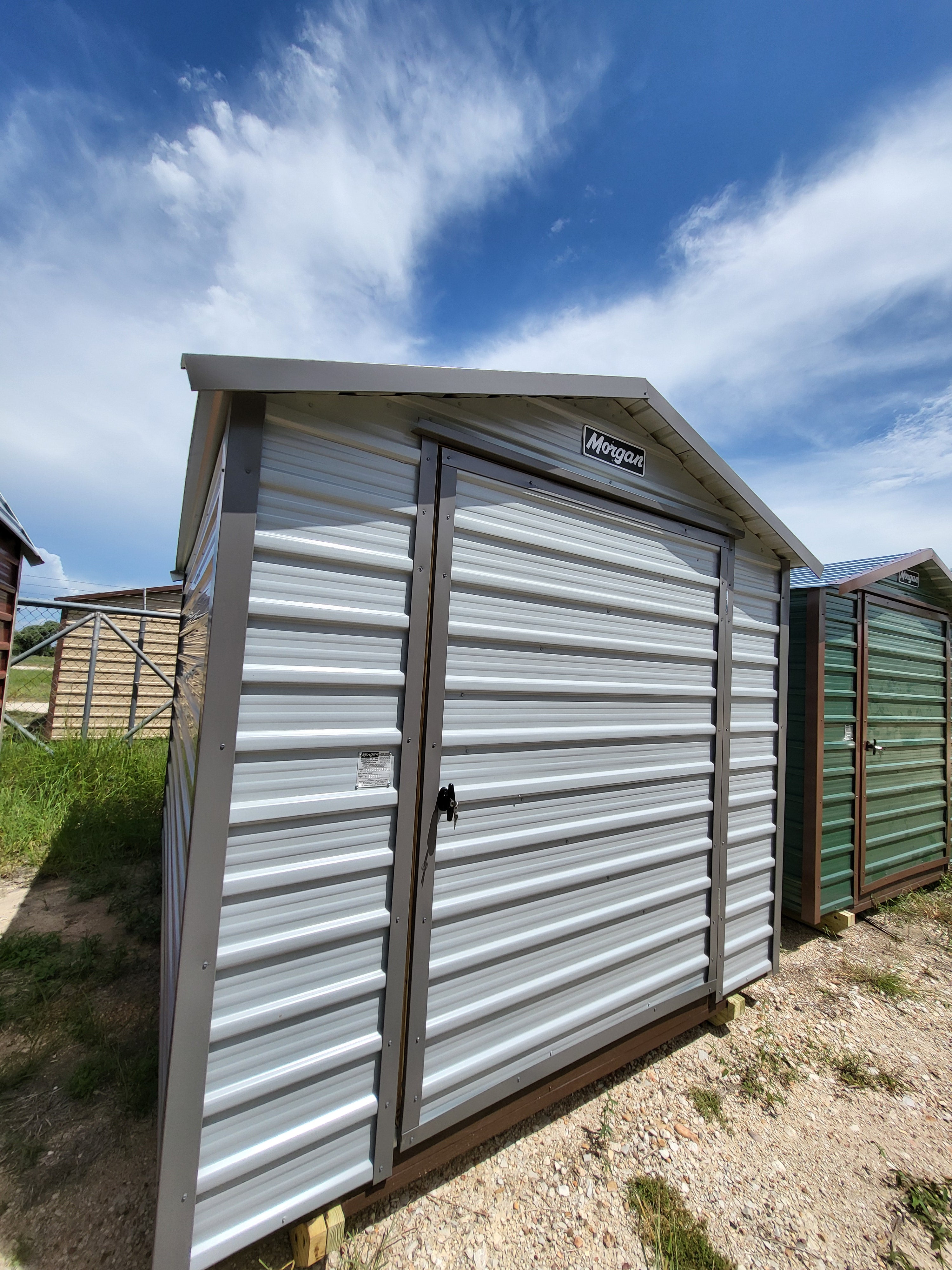 08 x 10 Grey Steel Single Door and Window Shed - H205628