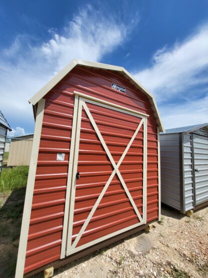 08 x 08 Classic Red Steel Barn with Almond Trim - H205627 - Image 3