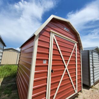 08 x 08 Classic Red Steel Barn with Almond Trim - H205627