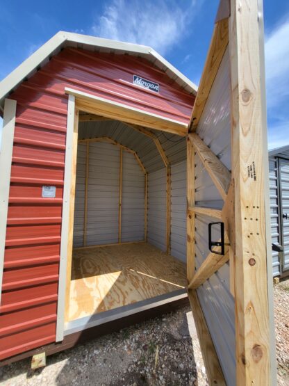 08 x 08 Classic Red Steel Barn with Almond Trim - H205627 - Image 2