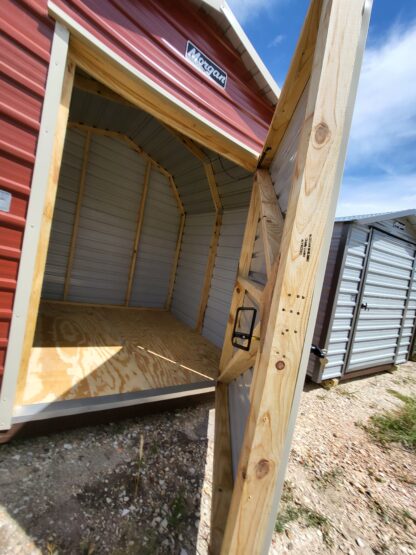 08 x 08 Classic Red Steel Barn with Almond Trim - H205627 - Image 4