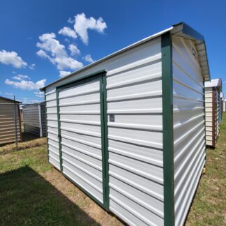 08 x 10 White Steel Shed with Green Trim - H205410