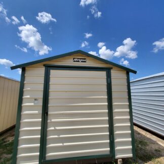 08 x 10 Almond Steel Storage Shed with Green Trim - H205050