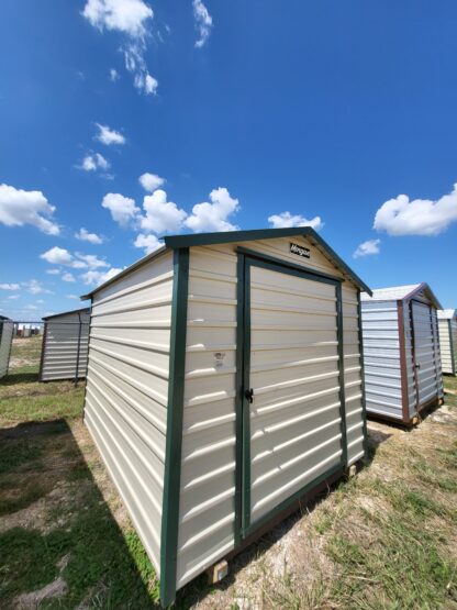 08 x 10 Almond Steel Storage Shed with Green Trim - H205050 - Image 2