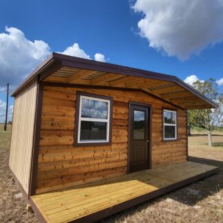 14 x 20 Log Cabin with Covered Front Porch - H205763