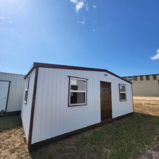 12 x 24 Unlined Building in White Steel Siding with Brown Trim - H205705