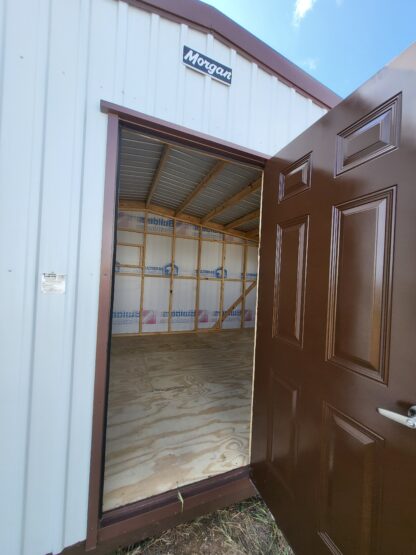 12 x 24 Unlined Building in White Steel Siding with Brown Trim - H205705 - Image 2