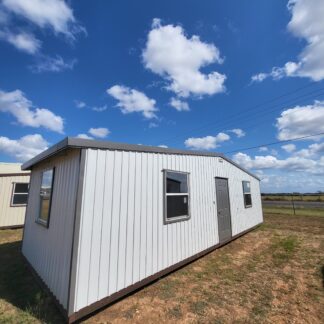 12 x 32 Unlined Building in Grey Steel Siding with Dark Grey Trim - H204392
