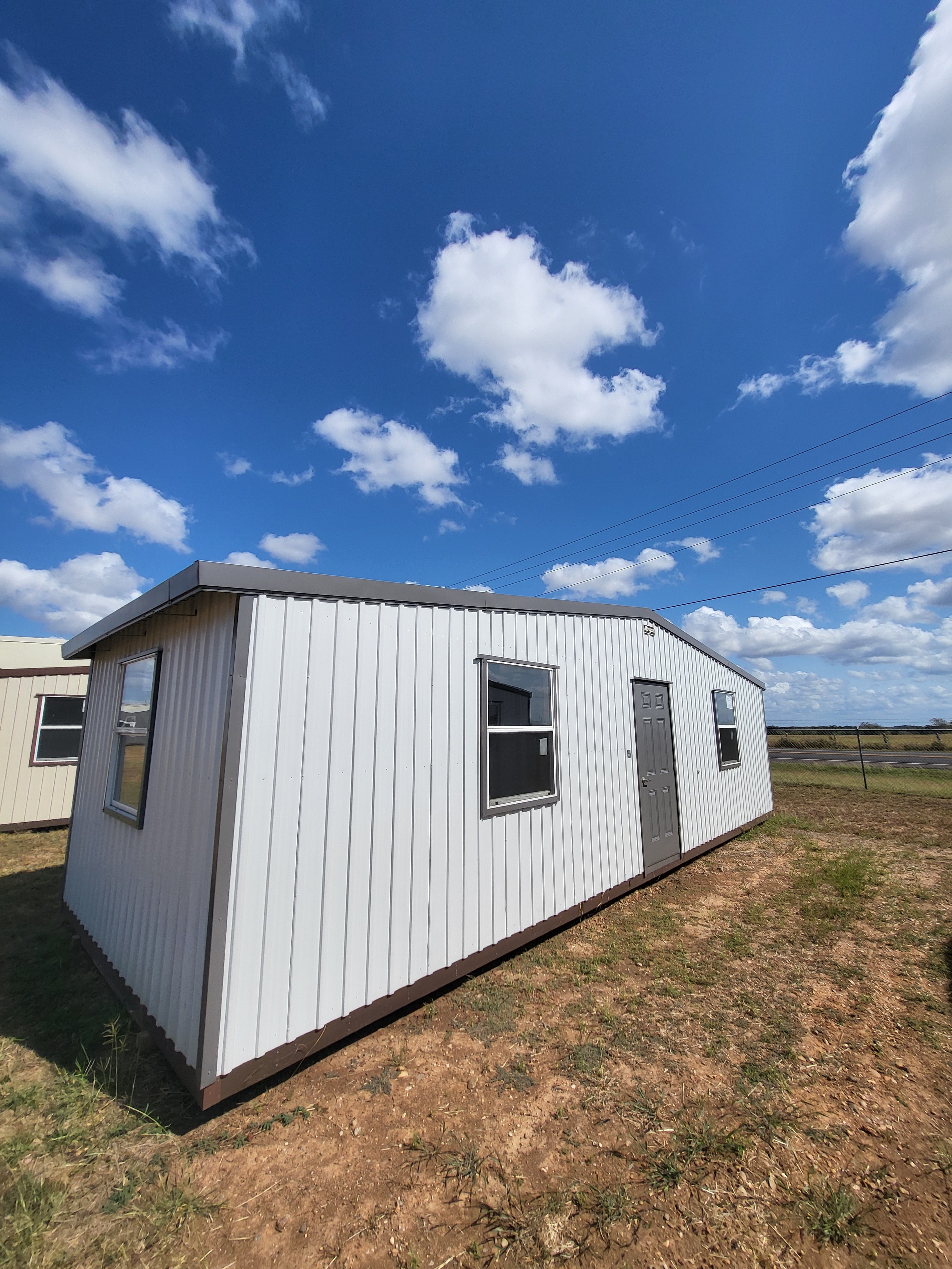 12 x 32 Unlined Building in Grey Steel Siding with Dark Grey Trim - H204392