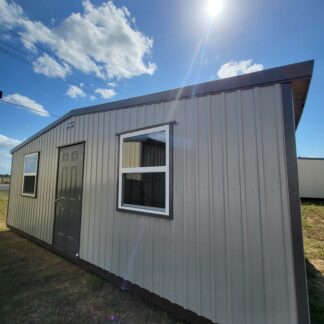 12 x 24 Unlined Building in Grey Steel Siding with Dark Grey Trim - H205706