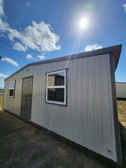 12 x 24 Unlined Building in Grey Steel Siding with Dark Grey Trim - H205706