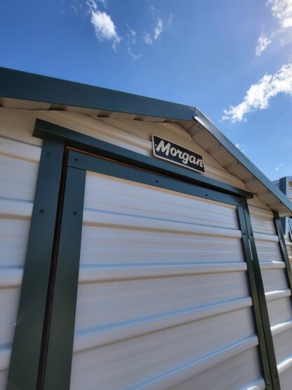 06 x 08 Steel Storage Shed in White Siding and Green Trim - H205116 - Image 4