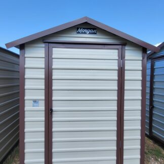 06 x 06 Steel Storage Shed in Almond Siding & Brown Trim - H205608