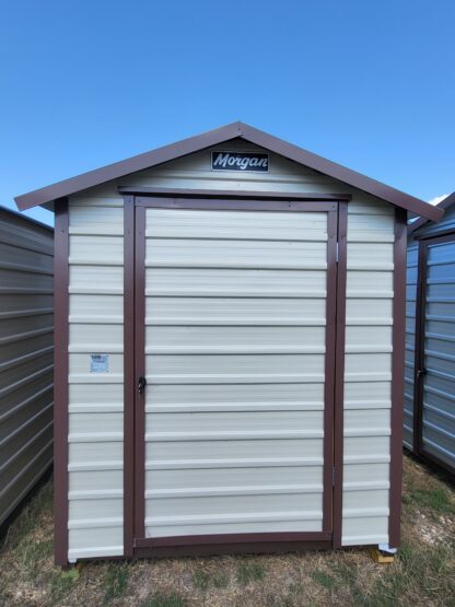 06 x 06 Steel Storage Shed in Almond Siding & Brown Trim - H205608