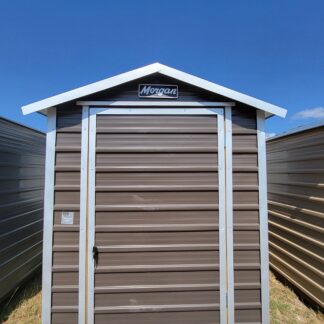 06 x 08 Steel Storage Shed in Charcoal Grey Siding with Light Grey Trim - H205739