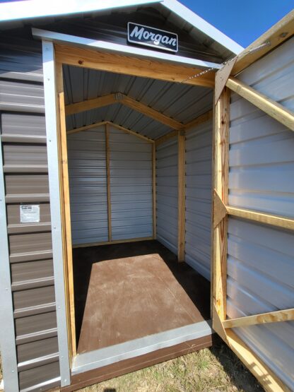 06 x 08 Steel Storage Shed in Charcoal Grey Siding with Light Grey Trim - H205739 - Image 4