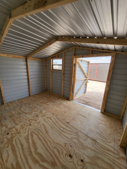 10 x 12 Peak Storage in Almond Steel with Green Trim and Window - H205678 - Image 2