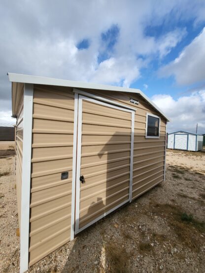 10 x 12 Peak Storage in Tan Steel with White Trim and Window - H205462 - Image 5