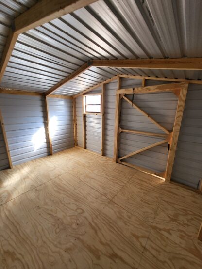 10 x 12 Peak Storage in Tan Steel with White Trim and Window - H205462 - Image 3