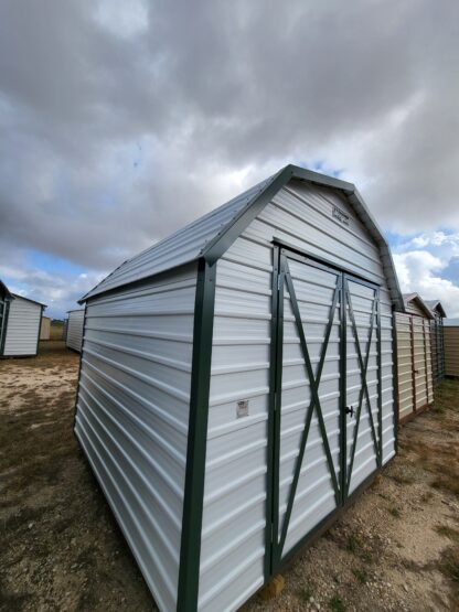 10 x 10 Classic Barn in White Steel with Green Trim & Window - H205634 - Image 5