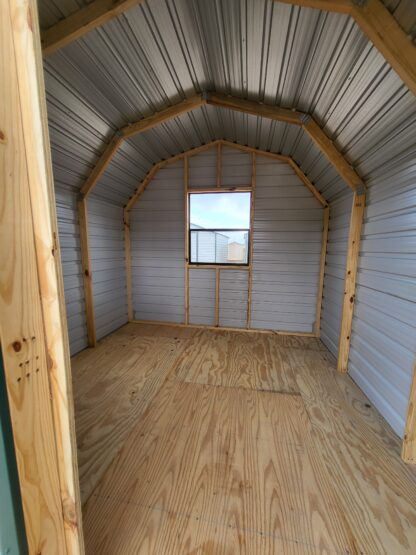 10 x 10 Classic Barn in White Steel with Green Trim & Window - H205634 - Image 4