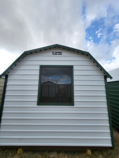 10 x 10 Classic Barn in White Steel with Green Trim & Window - H205634 - Image 3