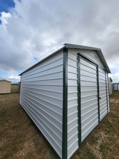12 x 16 Steel Peak Storage in White with Green Trim - H205165 - Image 4
