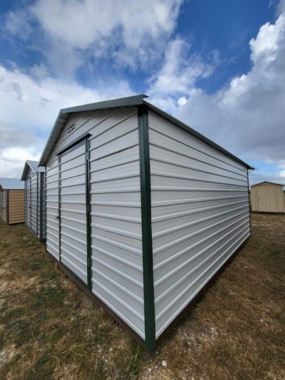 12 x 16 Steel Peak Storage in White with Green Trim - H205185 - Image 6