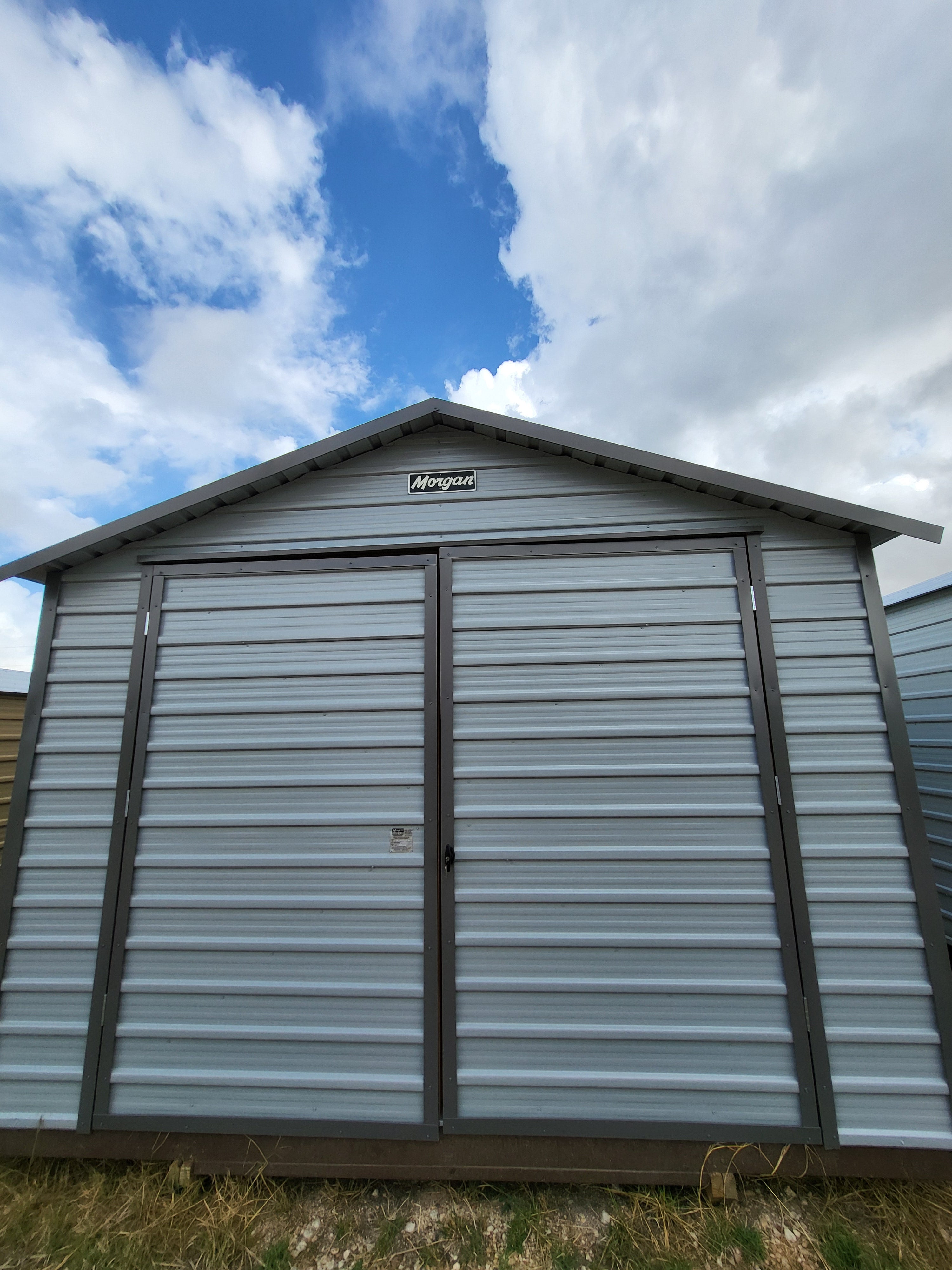 12 x 16 Double Door Peak Storage in Grey - H205186