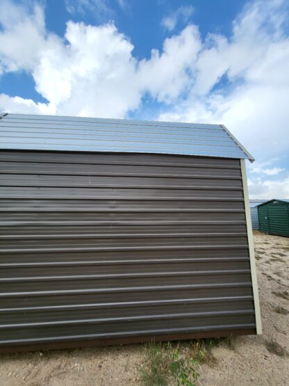 12 x 12 Dark Grey Steel Storage Shed with Almond Trim - H205477 - Image 4