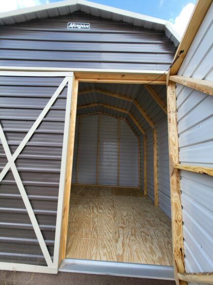 12 x 12 Dark Grey Steel Storage Shed with Almond Trim - H205477 - Image 3