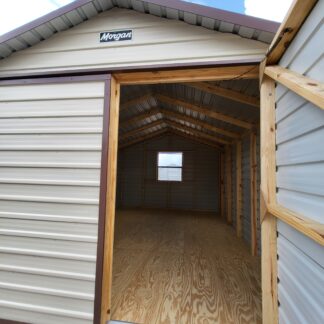 12 x 16 Steel Storage Shed in Almond & Brown with Window - H205365