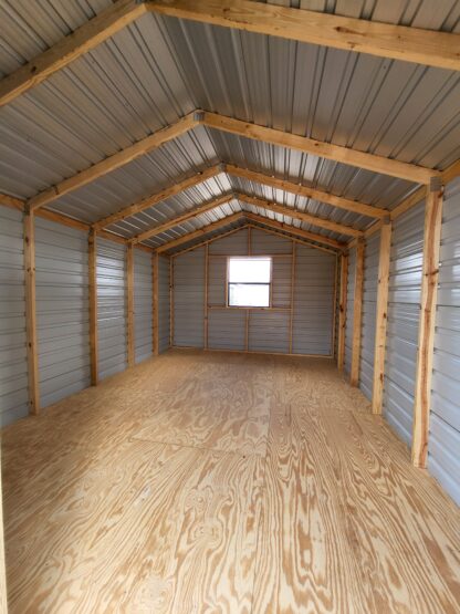 12 x 16 Steel Storage Shed in Almond & Brown with Window - H205365 - Image 3