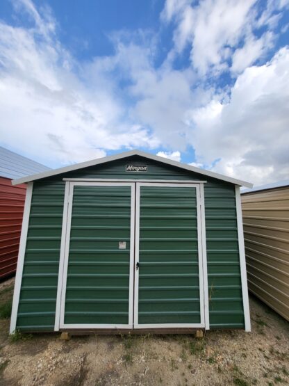 10 x 20 Steel Green Peak Storage Shed with White Trim - H205160