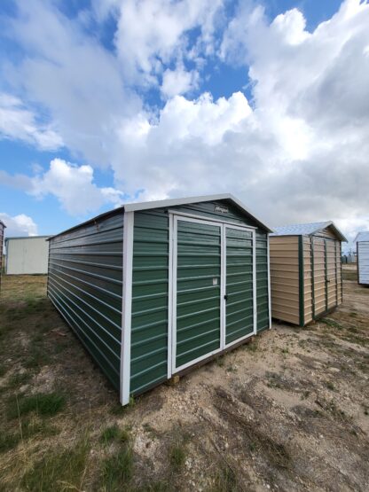 10 x 20 Steel Green Peak Storage Shed with White Trim - H205160 - Image 2