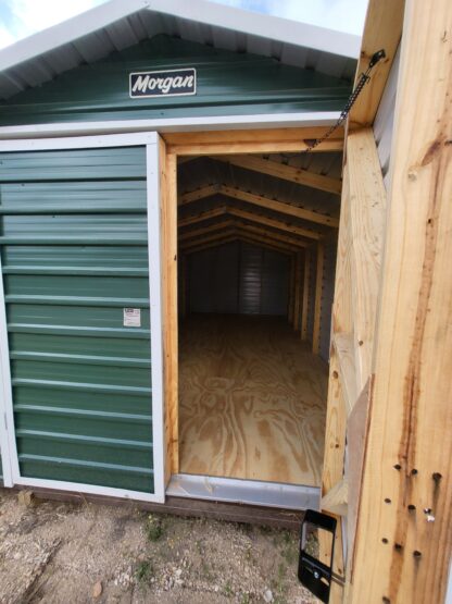 10 x 20 Steel Green Peak Storage Shed with White Trim - H205160 - Image 3