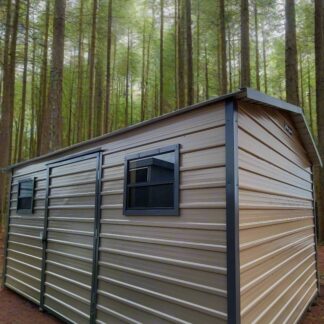 10 x 16 Beige Steel Storage with Two Windows and Center Door - H205679