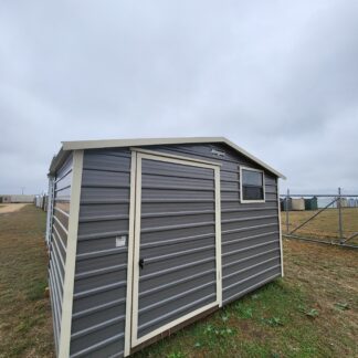 08 x 12 Grey and Almond Steel Shed with Center Door and Window - H205428