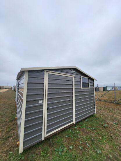 08 x 12 Grey and Almond Steel Shed with Center Door and Window - H205428