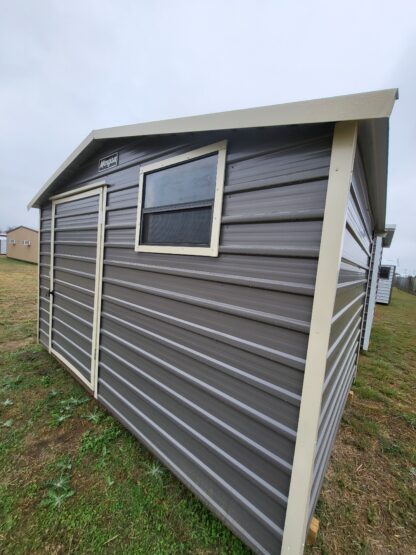 08 x 12 Grey and Almond Steel Shed with Center Door and Window - H205428 - Image 2