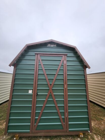 08 x 12 Dark Green Morgan Steel Barn with Brown Trim - H205468 - Image 2