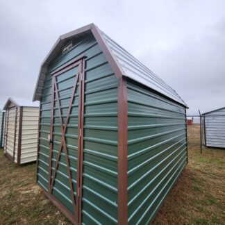 08 x 12 Dark Green Morgan Steel Barn with Brown Trim - H205468