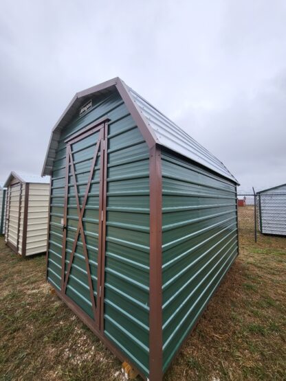 08 x 12 Dark Green Morgan Steel Barn with Brown Trim - H205468