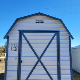 08 x 10 White Steel Barn with Blue Trim *Shiner Lot* 25% OFF! - H205631