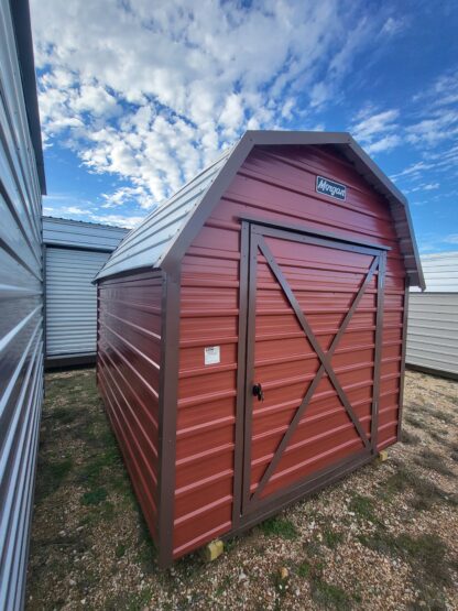 08 x 10 "Mini" Red Steel Barn with Brown Trim - H205894 - Image 3