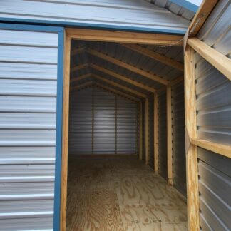 12 x 16 Double Door Peak Storage in Galvalume with Blue Trim - H205742